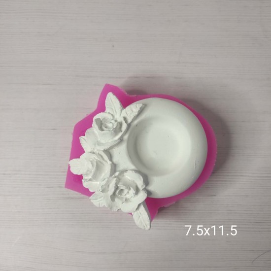 YY0510 Gül Motifli Tealight Mumluk Silikon Kalıp