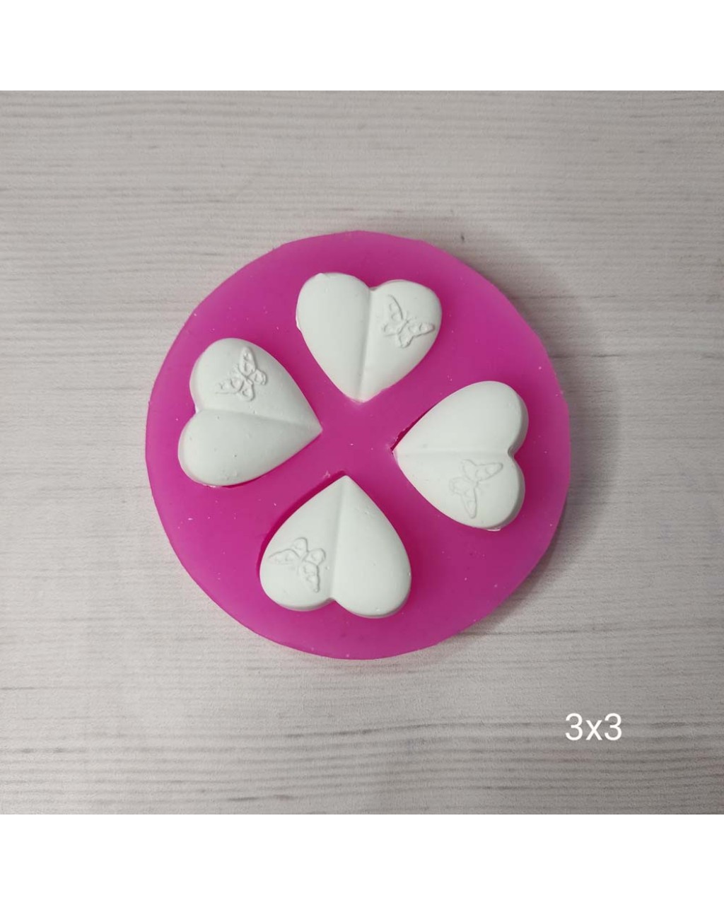 YY0540 Kelebek Motifli Dörtlü Kalp Silikon Kalıp