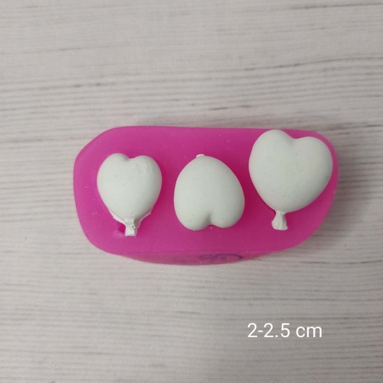 YY0574 Üçlü Kalpli Balon Silikon Kalıp