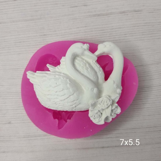 YY0722 Çiçekli Sevgili Kuğular Silikon Kalıp