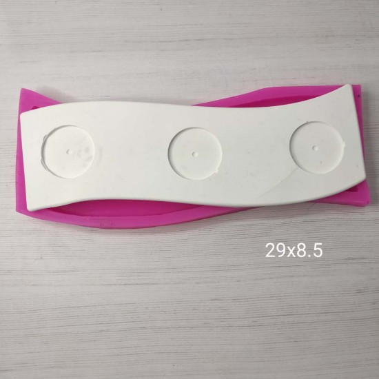 YY0759 Dalga Formlu Üçlü Tealight Mumluk Silikon Kalıp