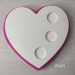 YY0772-Kalp 3Lü Mumluk Tabanlık Silikon Kalıp-21X21