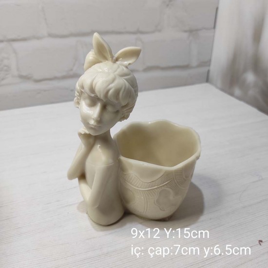 YY0969 Zarif Kız Kalemlik Sukulent Saksı Silikon Kalıp