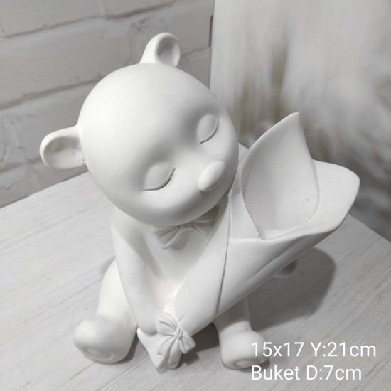 YY1262 Buketli Ayıcık Vazo Silikon Kalıp – Sevimli ve Şık Dekoratif Tasarım!