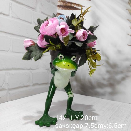 YY1276 Sırtında Saksı Taşıyan Kurbağa Biblo Silikon Kalıp: Doğadan İlham Alan Dekoratif Tasarım!