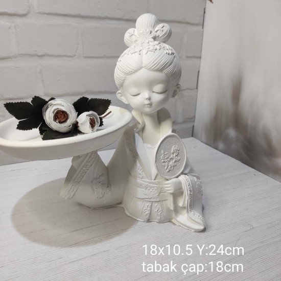 YY1350 Asyalı Kız Sağ Elinde Tepsi Tutan Silikon Kalıp: Şık ve Özgün Hediye Seçeneği!