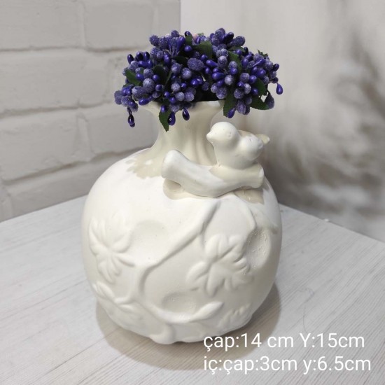 YY1356-Tombul Vazo Kuşlu Silikon Kalıp