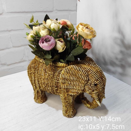 YY1376 Hasır Desenli Fil Saksı Silikon Kalıp – Doğal ve Şık Dekoratif Hediye!