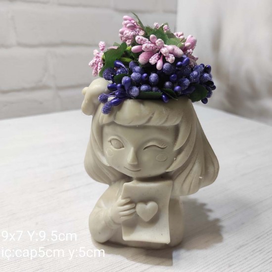 YY1531 Elinde Kalpli Mektup Olan Sukulent Saksı Silikon Kalıp – Romantik ve Şık Saksı Tasarımı!