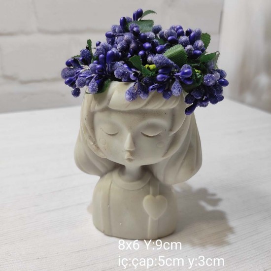 YY1576 Kalpli Sevimli Kız Saksı Silikon Kalıp – Zarif ve Anlamlı Dekoratif Tasarım!