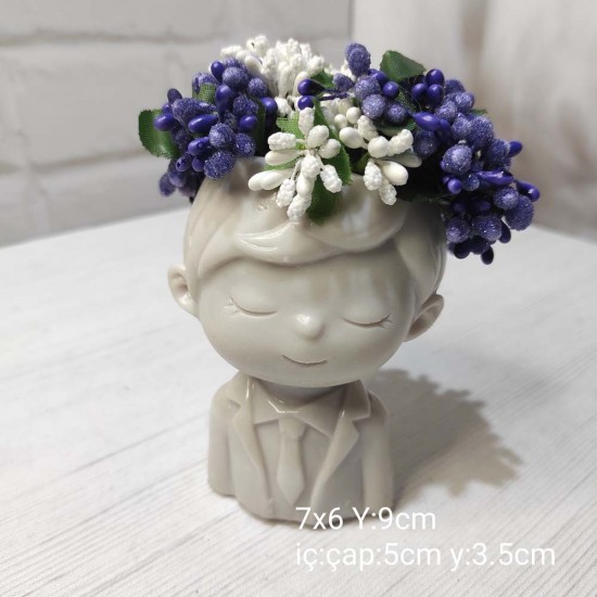 YY1585 Kravatlı Çocuk Sukulent Saksı Silikon Kalıp – Şık ve Sevimli Dekoratif Tasarım!