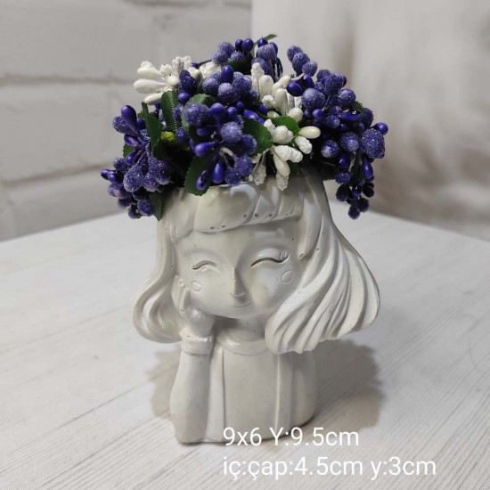 YY1587 Elini Yanağına Koymuş Gülümseyen Kız Sukulent Saksı Silikon Kalıp – Neşeli ve Şık Dekoratif Tasarım!