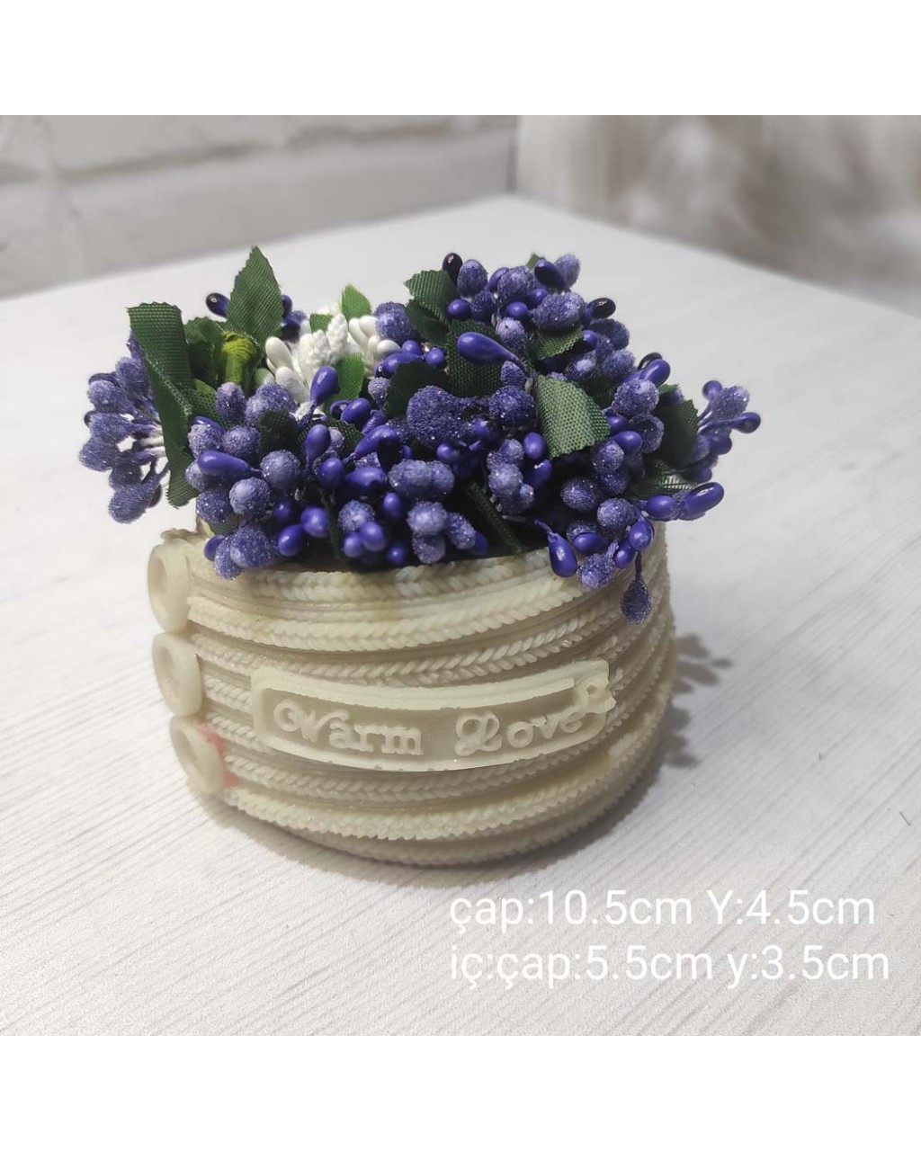 YY1614-Düğmeli Örme Saksı Warm Love Silikon Kalıp