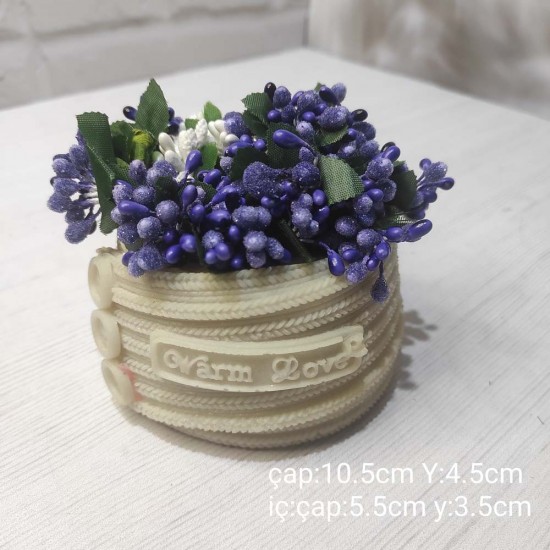 YY1614-Düğmeli Örme Saksı Warm Love Silikon Kalıp