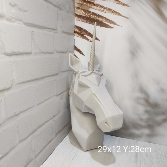 YY1621 Geometrik Unicorn At Başı Silikon Kalıp – Modern ve Şık Dekoratif Hediye!