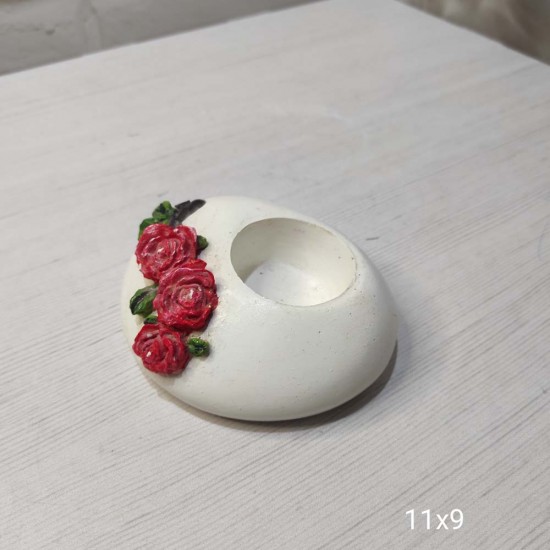 YY1655-Taş Mumluk Kenarları Güllü Silikon Kalıp YY1655-Taş Mumluk Kenarları Güllü Silikon Kalıp