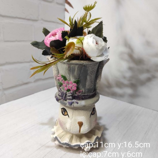 YY1660 Paskalya Tavşan Kız Saksı Silikon Kalıp – Sevimli ve Şık Dekoratif Tasarım!