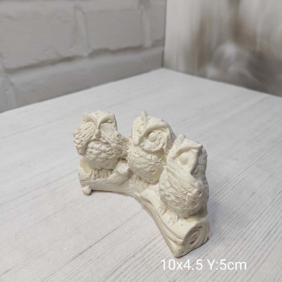 YY1681-Ağaçta 3Lü Baykuş Görmedim Duymadım Bilmiyorum Silikon Kalıp