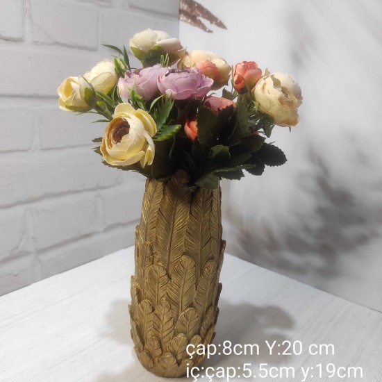 YY1731-Tüy Yapraklı Vazo İnce Uzun Silikon Kalıp