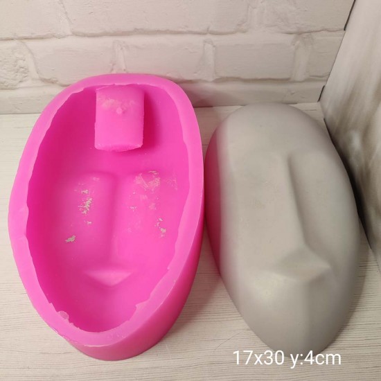 YY1845-Maske Soyut Duvar Süsü Vazo 30Cm Silikon Kalıp