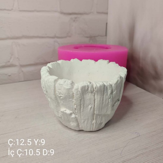YY1866-Ağaç Kovuğu Saksı Oval Silikon Kalıp