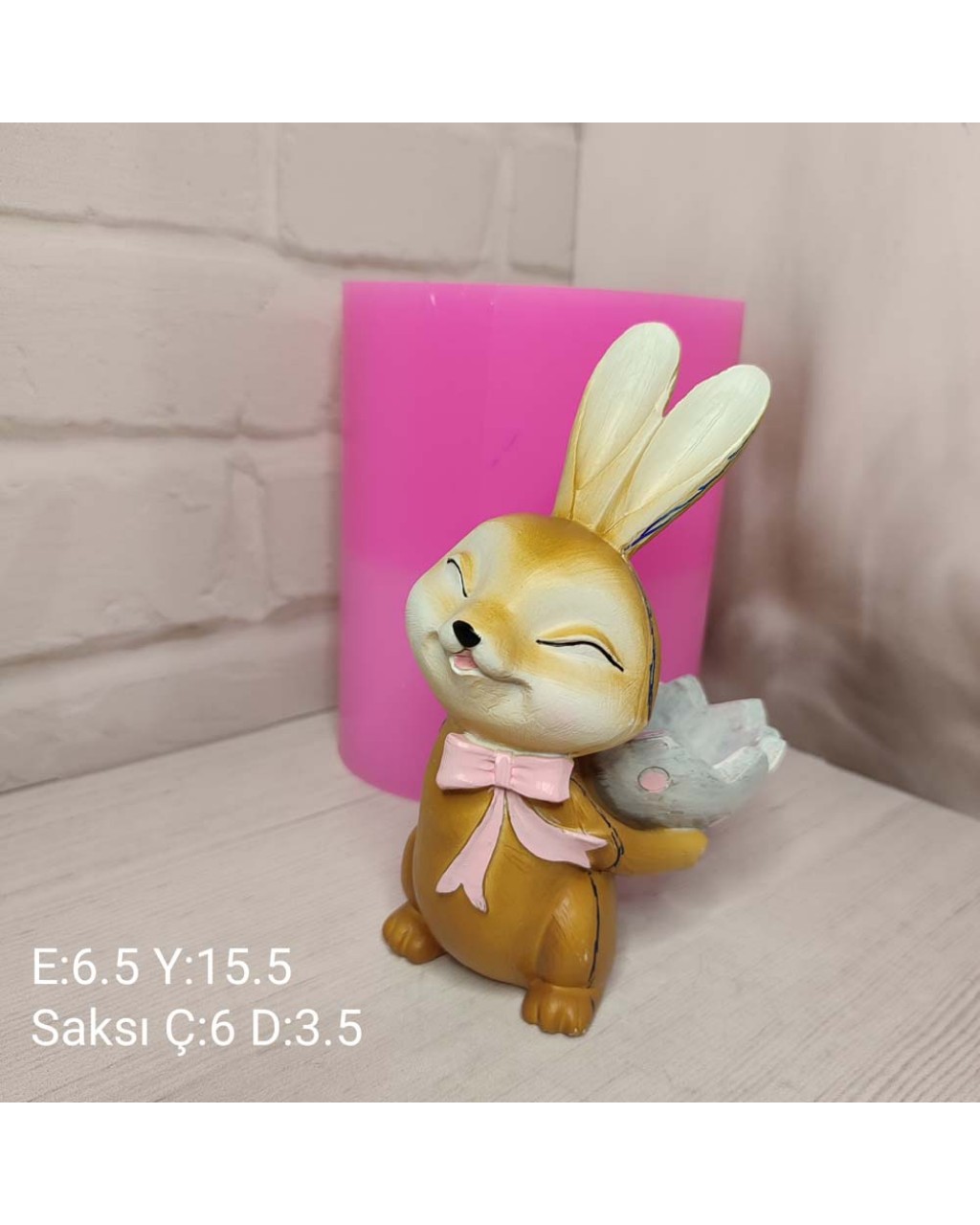 YY1874-Arkasında Yumurta Tutan Tavşan Silikon Kalıp