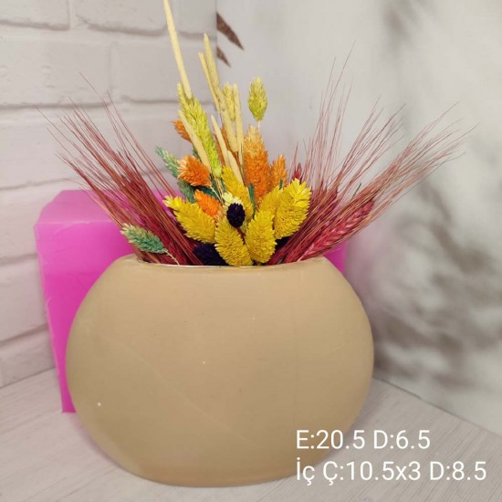 YY1897-Enine Geniş Dar Vazo 16,5Cm Silikon Kalıp