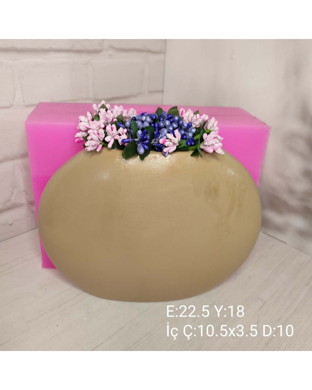 YY1899-Enine Geniş Dar Vazo 22.5Cm Silikon Kalıp