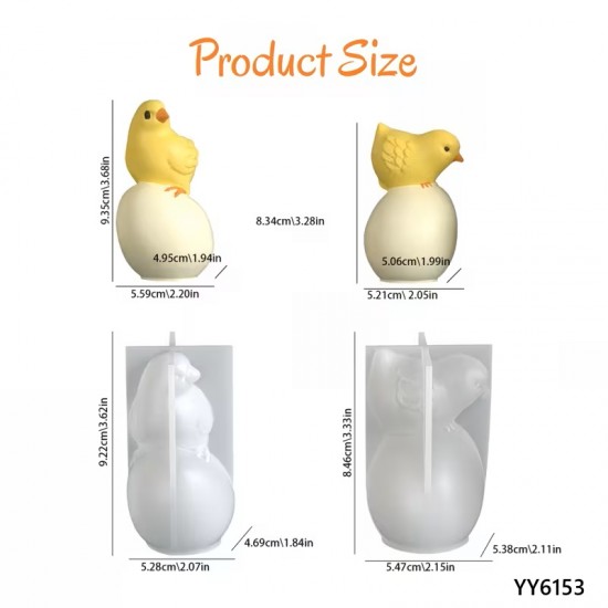 YY6153 YUMURTADA OTURAN CİVCİV 2 Lİ BİBLO MUM SİLİKON KALIP