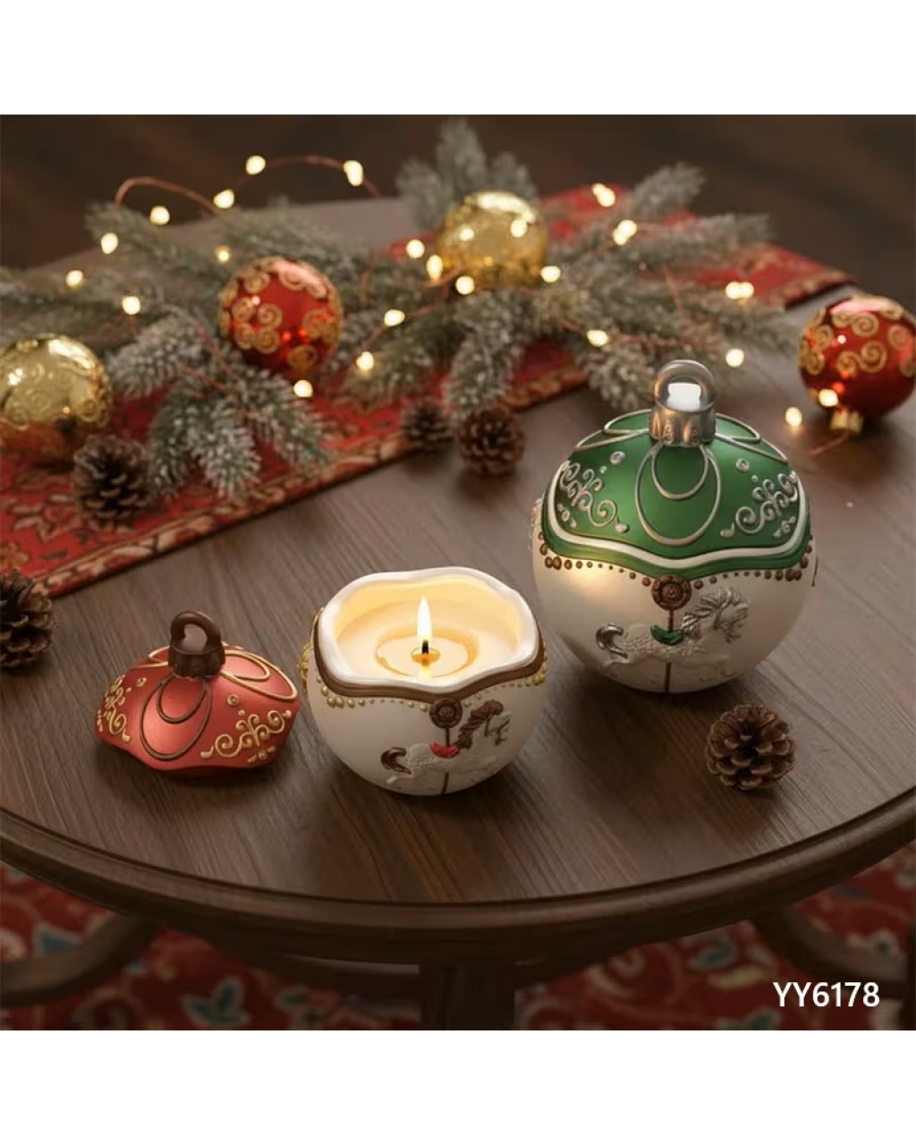 YY6178 YUVARLAK ATLI KARINCA TEMALI MUMLUK TAKI KUTUSU SİLİKON KALIP