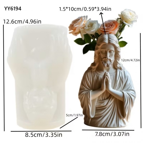 YY6194 HZ. İSA HEYKEL SAKSI VAZO SİLİKON KALIP