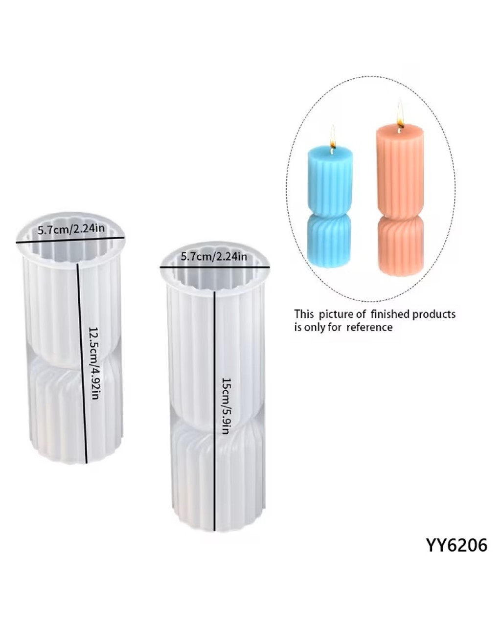 YY6206 ÇİZGİLİ BOGUMLU 2 Lİ MUM SET SİLİKON KALIP