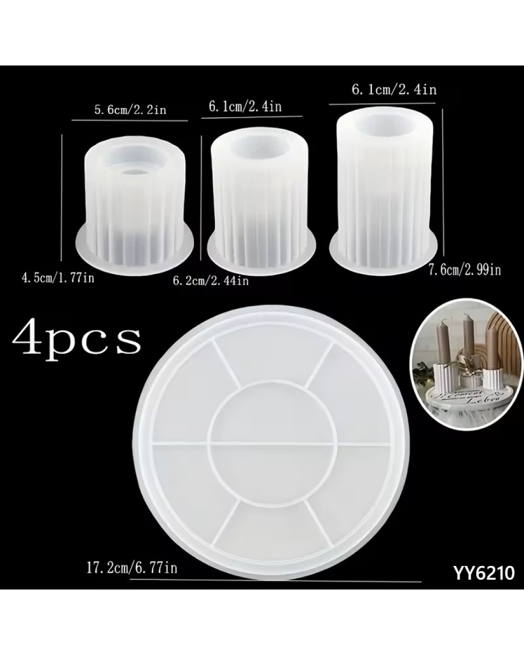 YY6210 ŞAMDAN MUMLUK SET 4 LÜ SİLİKON KALIP