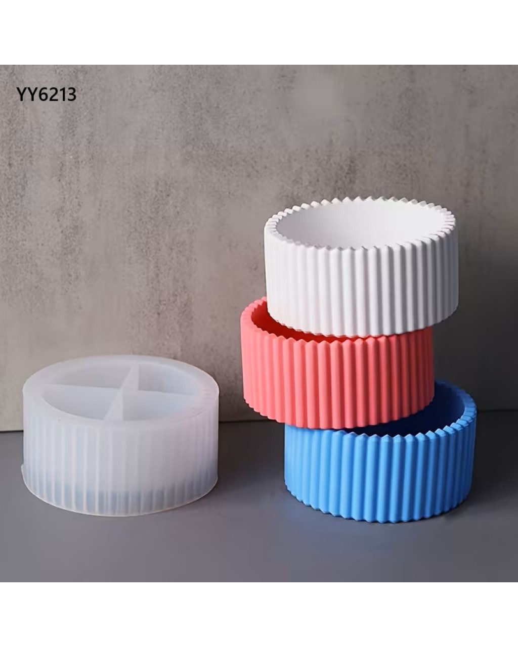 YY6213 YUVARLAK ÇİZGİLİ MUMLUK SİLİKON KALIP