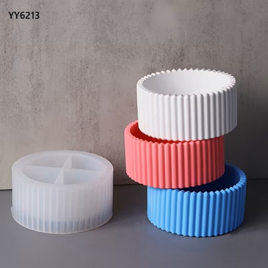 YY6213 YUVARLAK ÇİZGİLİ MUMLUK SİLİKON KALIP