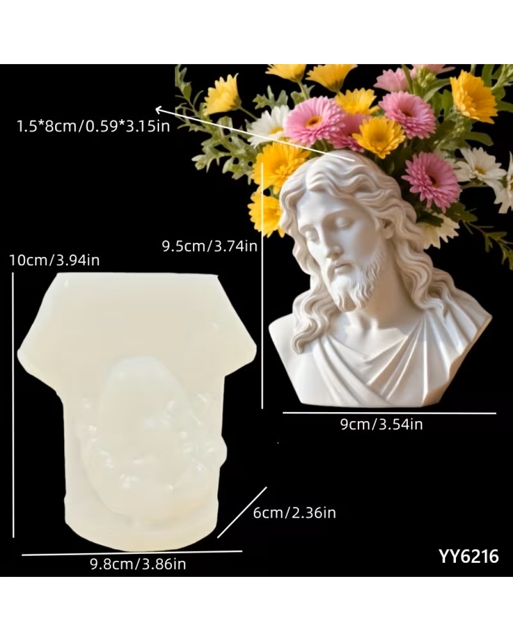 YY6216 HZ. İSA BÜST SUKULENT SAKSI SİLİKON KALIP