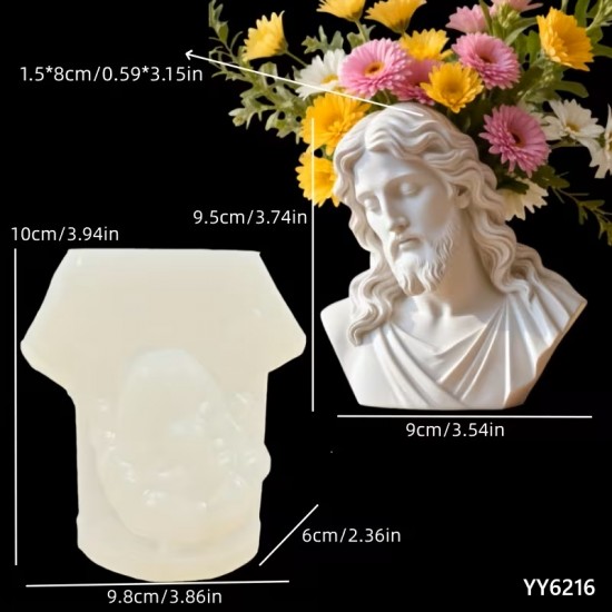 YY6216 HZ. İSA BÜST SUKULENT SAKSI SİLİKON KALIP