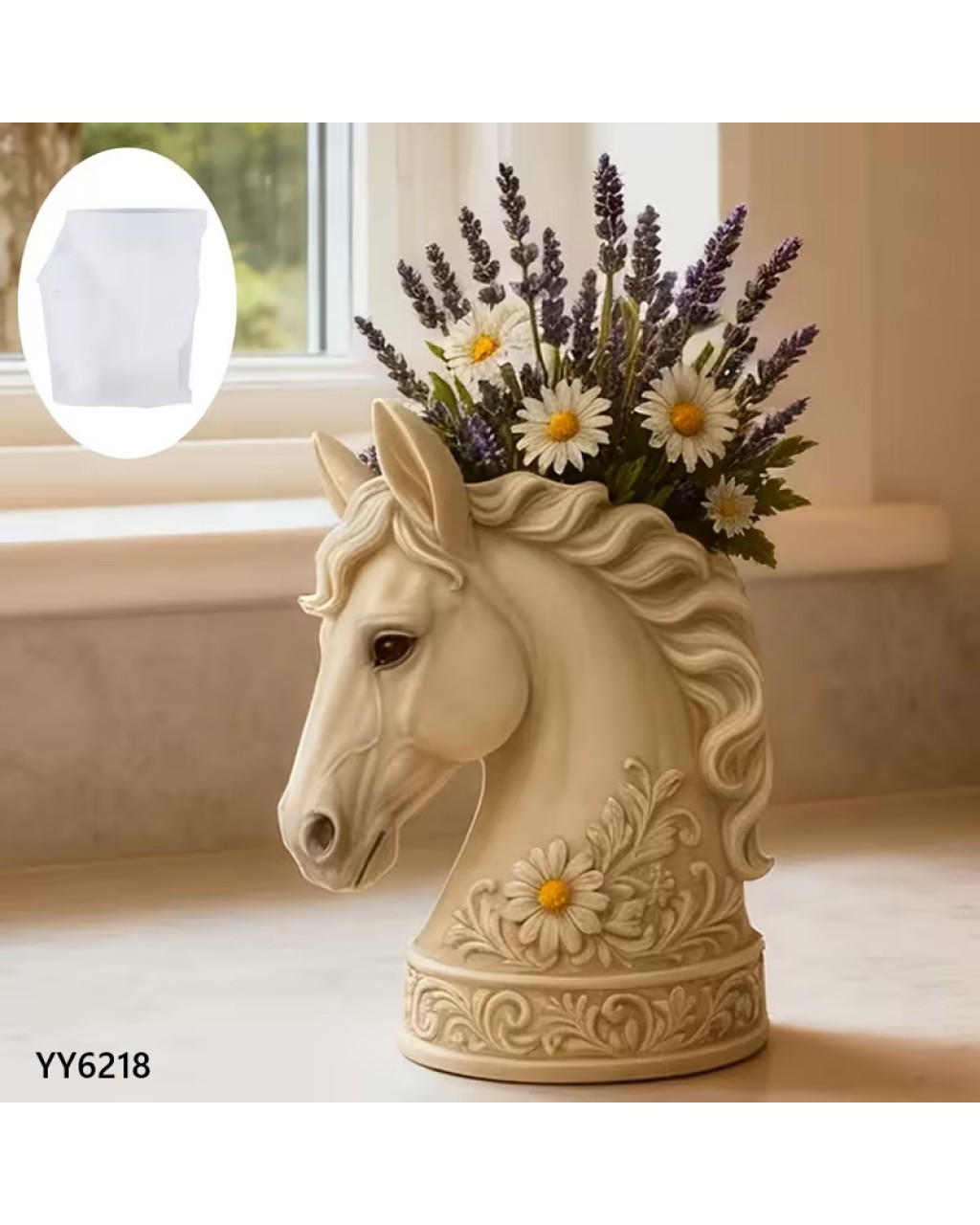 YY6218 PAPATYA TASARIMLI AT BÜST SUKULENT SAKSI SİLİKON KALIP YY6218 PAPATYA TASARIMLI AT BÜST SUKULENT SAKSI SİLİKON KALIP