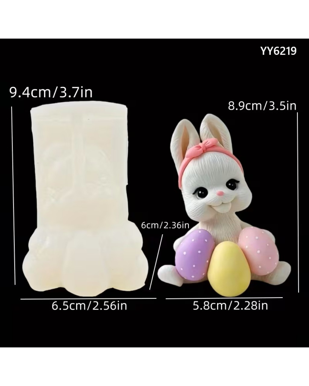 YY6219 BANDANALI SEVİMLİ TAVŞAN MUM BİBLO SİLİKON KALIP