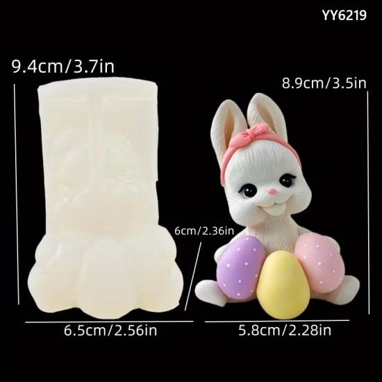 YY6219 BANDANALI SEVİMLİ TAVŞAN MUM BİBLO SİLİKON KALIP